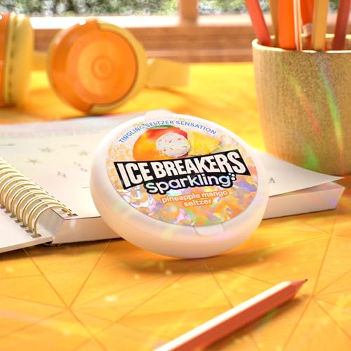 ICE BREAKERS Sparkling Pineapple Mango Seltzer Sugar Free Mints Tins  1 5 oz  8 Count