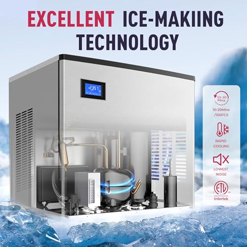 ICYGLEE Commercial Ice Maker Machine 400LBs/Day with 220LBs Storage Bin  ETL Approval Industrial Ice Machine  Auto Cleaning Stainless Ice Maker  Ice Ready in 8 20mins  Cafe/Bar/Business/RST 