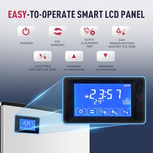 ICYGLEE Commercial Ice Maker Machine 400LBs/Day with 220LBs Storage Bin  ETL Approval Industrial Ice Machine  Auto Cleaning Stainless Ice Maker  Ice Ready in 8 20mins  Cafe/Bar/Business/RST 