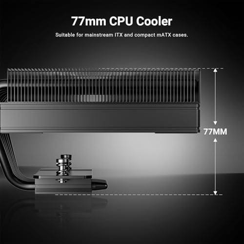 ID COOLING IS 77 XT Black Low Profile CPU Air Cooler  77mm Height  6 Heatpipes  120mm Slim PWM Fan  Compatible with Intel LGA1700/1200/115X & AMD AM5/AM4   Ideal for SFF & Mini ITX PCs