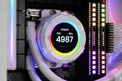 ID COOLING SL360 White CPU Liquid Cooler with Display  Customizable 2 1 LCD Display for Images or Performance Metrics  360mm AIO Cooler  Three AF127 ARGB Fans  Fits Intel/AMD