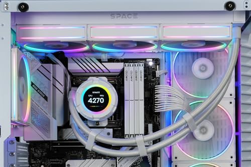 ID COOLING SL360 White CPU Liquid Cooler with Display  Customizable 2 1 LCD Display for Images or Performance Metrics  360mm AIO Cooler  Three AF127 ARGB Fans  Fits Intel/AMD