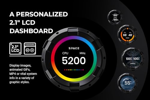 ID COOLING SL360 White CPU Liquid Cooler with Display  Customizable 2 1 LCD Display for Images or Performance Metrics  360mm AIO Cooler  Three AF127 ARGB Fans  Fits Intel/AMD