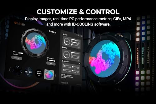 ID COOLING SL360 White CPU Liquid Cooler with Display  Customizable 2 1 LCD Display for Images or Performance Metrics  360mm AIO Cooler  Three AF127 ARGB Fans  Fits Intel/AMD