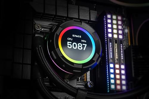 ID COOLING SL360 White CPU Liquid Cooler with Display  Customizable 2 1 LCD Display for Images or Performance Metrics  360mm AIO Cooler  Three AF127 ARGB Fans  Fits Intel/AMD