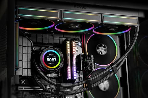 ID COOLING SL360 White CPU Liquid Cooler with Display  Customizable 2 1 LCD Display for Images or Performance Metrics  360mm AIO Cooler  Three AF127 ARGB Fans  Fits Intel/AMD