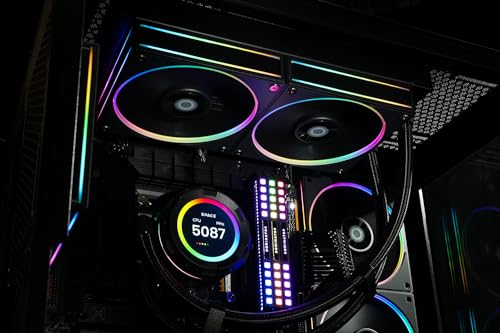 ID COOLING SL360 White CPU Liquid Cooler with Display  Customizable 2 1 LCD Display for Images or Performance Metrics  360mm AIO Cooler  Three AF127 ARGB Fans  Fits Intel/AMD