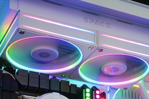 ID COOLING SL360 White CPU Liquid Cooler with Display  Customizable 2 1 LCD Display for Images or Performance Metrics  360mm AIO Cooler  Three AF127 ARGB Fans  Fits Intel/AMD