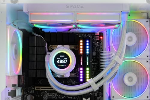 ID COOLING SL360 White CPU Liquid Cooler with Display  Customizable 2 1 LCD Display for Images or Performance Metrics  360mm AIO Cooler  Three AF127 ARGB Fans  Fits Intel/AMD