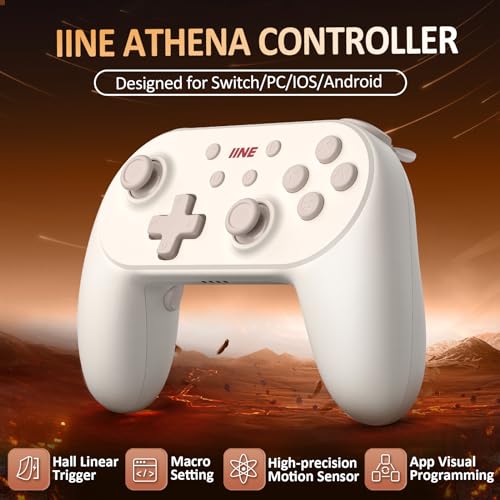 IINE Switch Controller  Wireless Pro Controller for Switch/Lite/OLED/PC  Remote Gamepad with Hall Linear Triggers/Wake up/Macro/Turbo/Vibration/Motion Control  Controller