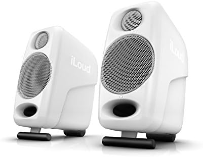 IK Multimedia Premium Version iLoud Micro Monitor Pro White  Pair  50 Watt Portable & Powerful Reference Studio Monitor  Class D High Efficiency Amplifier  Custom Made Drivers for Music Mixing