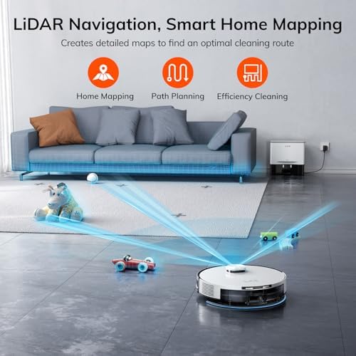 ILIFE A30 Pro Robot Vacuum and Mop  Self Emptying Station for 60 Days  5000Pa Suction  LiDAR Navigation  No Go Zones  2 4G WiFi/App/Alexa/Remote Control  Clean Hard Floors to Medium Pile Carpet  110V
