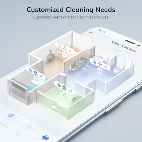 ILIFE A30 Pro Robot Vacuum and Mop  Self Emptying Station for 60 Days  5000Pa Suction  LiDAR Navigation  No Go Zones  2 4G WiFi/App/Alexa/Remote Control  Clean Hard Floors to Medium Pile Carpet  110V