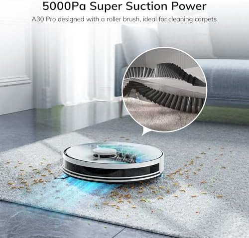 ILIFE A30 Pro Robot Vacuum and Mop  Self Emptying Station for 60 Days  5000Pa Suction  LiDAR Navigation  No Go Zones  2 4G WiFi/App/Alexa/Remote Control  Clean Hard Floors to Medium Pile Carpet  110V