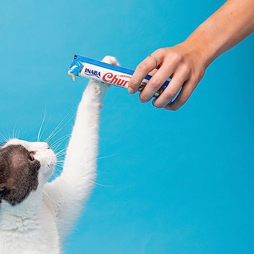 INABA Churu Cat Treats  Grain Free  Lickable  Squeezable Creamy Purée Cat Treat/Topper with Vitamin E & Taurine  0 5 Ounces Each  40 Tubes  Tuna & Seafood Variety Box