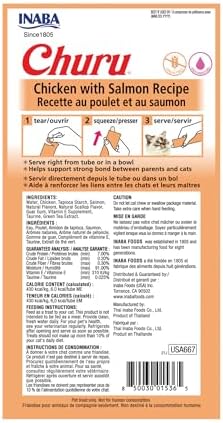INABA Churu Cat Treats  Grain Free  Lickable  Squeezable Creamy Purée Cat Treat/Topper with Vitamin E & Taurine  0 5 Ounces Each  40 Tubes  Tuna & Seafood Variety Box