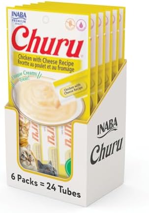 INABA Churu Cat Treats  Grain Free  Lickable  Squeezable Creamy Purée Cat Treat/Topper with Vitamin E & Taurine  0 5 Ounces Each  40 Tubes  Tuna & Seafood Variety Box