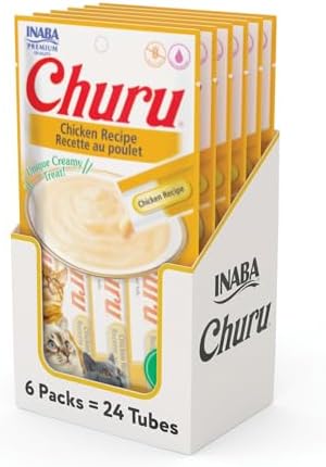 INABA Churu Cat Treats  Grain Free  Lickable  Squeezable Creamy Purée Cat Treat/Topper with Vitamin E & Taurine  0 5 Ounces Each  40 Tubes  Tuna & Seafood Variety Box