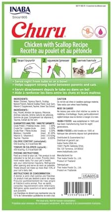 INABA Churu Cat Treats  Grain Free  Lickable  Squeezable Creamy Purée Cat Treat/Topper with Vitamin E & Taurine  0 5 Ounces Each  40 Tubes  Tuna & Seafood Variety Box