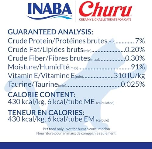 INABA Churu Cat Treats  Grain Free  Lickable  Squeezable Creamy Purée Cat Treat/Topper with Vitamin E & Taurine  0 5 Ounces Each  40 Tubes  Tuna & Seafood Variety Box