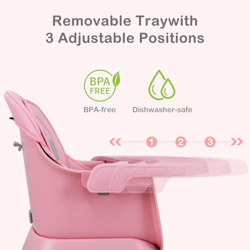 INFANS 9 in 1 High Chair  Convertible Baby Highchair for Babies and Toddlers  Table and Chair Set Building Block Infant Dining Booster Seat  Kids Stool with Activity Children Play Kitchen  Pink