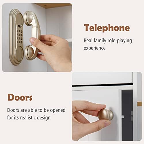 INFANS Kid Kitchen Playset  Toddler Wooden Pretend Cooking Set with Realistic Light & Sound  Stove  Sink  Microwave  Storage Cabinet  Play Kitchen Toy Set for Children Boys Girls