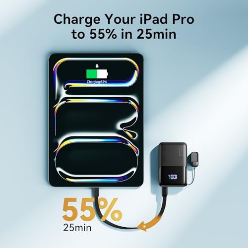 INIU 45W Mini Power Bank   45W Portable Charger with Built in USB C Cable