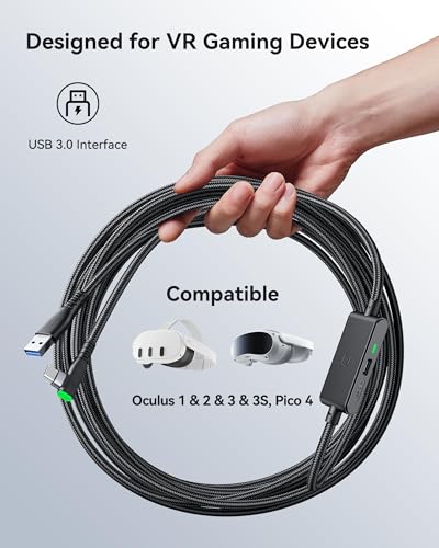 INIU Link Cable   16FT 5m  VR Cable USB 3 0 High Speed Type C Charger Cable Fast Charging While Playing USB to USB C Cable for Meta Oculus Quest 3S 3 2 Pico 4 Accessories and Gaming PC Steam VR