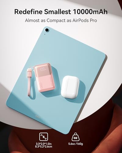 INIU Pocket Size Portable Charger  Ultra Small 10000mAh 45W PD Power Bank  Fast Charging Battery Pack  Travel Essentials Powerbank for iPhone 17 16 Pro Air  Xiaomi 17 Pro Max 16 15 14  Samsung S24 etc