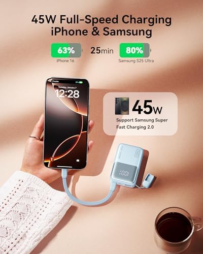 INIU Pocket Size Portable Charger  Ultra Small 10000mAh 45W PD Power Bank  Fast Charging Battery Pack  Travel Essentials Powerbank for iPhone 17 16 Pro Air  Xiaomi 17 Pro Max 16 15 14  Samsung S24 etc
