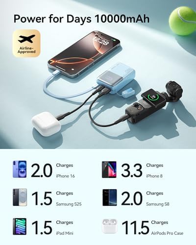 INIU Pocket Size Portable Charger  Ultra Small 10000mAh 45W PD Power Bank  Fast Charging Battery Pack  Travel Essentials Powerbank for iPhone 17 16 Pro Air  Xiaomi 17 Pro Max 16 15 14  Samsung S24 etc