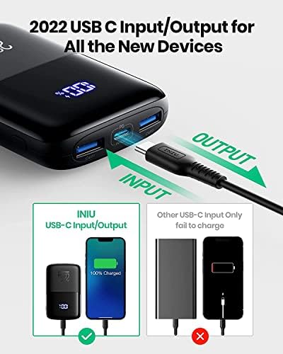 INIU Portable Charger  Smallest 22 5W 10000mAh Power Bank  USB C in/Output Fast Charging 3 Output Mini Battery Pack Charger with Phone Holder for iPhone 17 16 15 14 Air Samsung S23 Google iPad Tablet