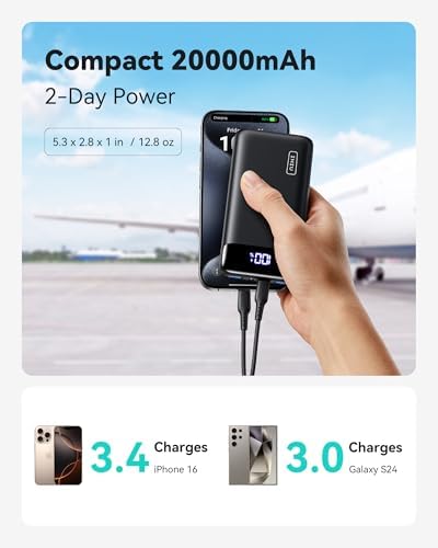 INIU Portable Charger  Smallest 22 5W 20000mAh USB C in & Out Power Bank Fast Charging  PD 3 0 QC 4 0 LED Display Phone Battery Pack Compatible with iPhone 17 16 15 14 Pro Samsung S24 Google iPad etc