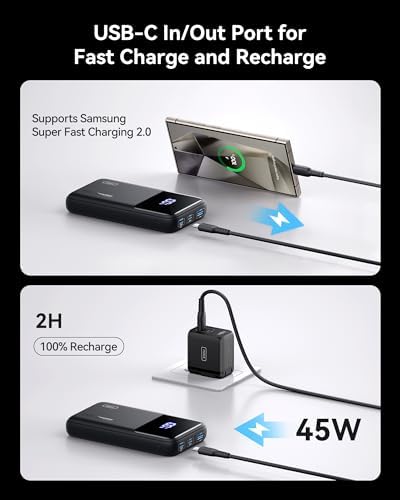 INIU Portable Charger  20000mAh 65W Compact USB C Laptop Power Bank  PD QC Fast Charging 3 Output Battery Pack  Travel Charger for Laptop MacBook iPad Tablet Steam Deck iPhone 17 16 15 14 Samsung S24