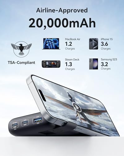 INIU Portable Charger  20000mAh 65W Compact USB C Laptop Power Bank  PD QC Fast Charging 3 Output Battery Pack  Travel Charger for Laptop MacBook iPad Tablet Steam Deck iPhone 17 16 15 14 Samsung S24