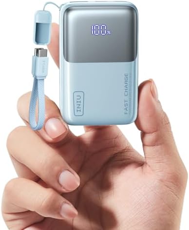 INIU Portable Charger  Ultra Mini 10000mAh 45W Fast Charging with Detachable Cable  Flight Safe Travel USB C Power Bank External Phone Battery Pack for Xiaomi iPhone 17 16 Samsung S26 Google iPad etc