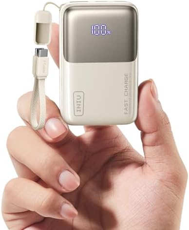 INIU Portable Charger  Ultra Mini 10000mAh 45W Fast Charging with Detachable Cable  Flight Safe Travel USB C Power Bank External Phone Battery Pack for Xiaomi iPhone 17 16 Samsung S26 Google iPad etc