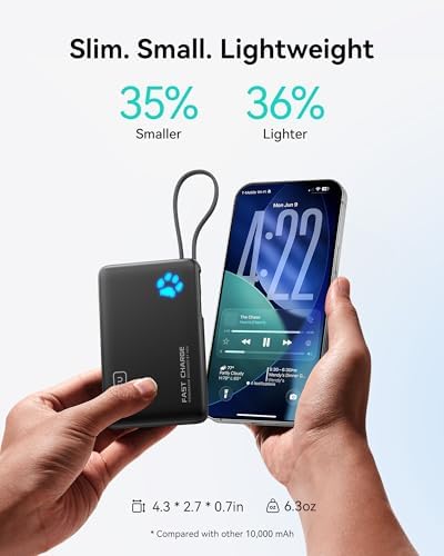 INIU Portable Charger with Flashlight  45W Fast Charging Tablet Power Bank with USB C Cable  10000mAh Powerbank  Battery Pack for iPhone 17 16  iPad  Samsung S25 etc Travel Essential  Emergency Light