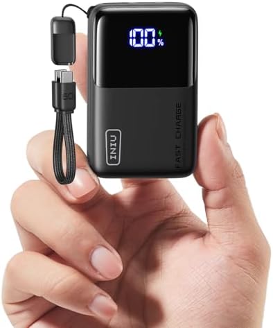 INIU Portable Charger  Ultra Mini 10000mAh 45W Fast Charging with Detachable Cable  Flight Safe Travel USB C Power Bank External Phone Battery Pack for Xiaomi iPhone 17 16 Samsung S26 Google iPad etc