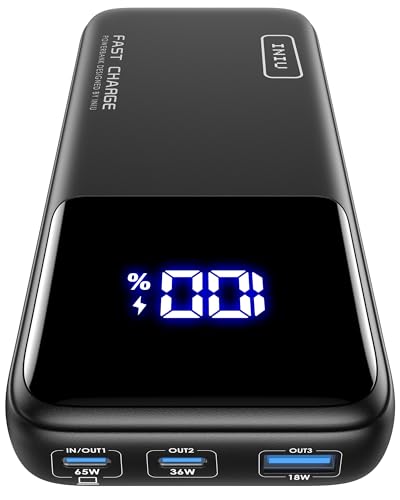 INIU Power Bank  20000mAh 65W Compact USB C Laptop Portable Charger  PD QC Fast Charging 3 Output Battery Pack  Travel Charger for Laptop MacBook iPad Tablet Steam Deck iPhone 16 15 Samsung S22
