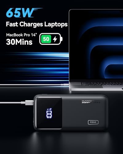 INIU Power Bank  20000mAh 65W Ultra Compact USB C Laptop Portable Charger  PD QC Fast Charging 3 Output External Battery Pack for Laptop MacBook iPad Tablet Steam Deck iPhone 17 16 15 Pro Samsung S24