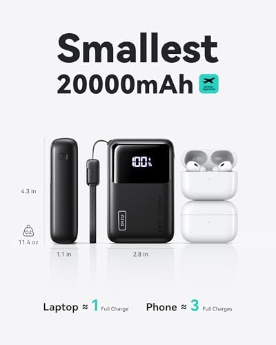 INIU Power Bank  20000mAh 65W Ultra Compact USB C Laptop Portable Charger  PD QC Fast Charging 3 Output External Battery Pack for Laptop MacBook iPad Tablet Steam Deck iPhone 17 16 15 Pro Samsung S24