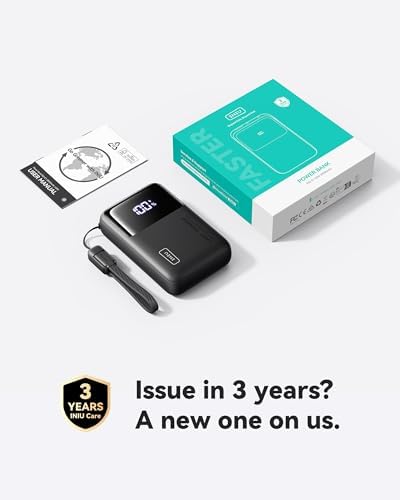 INIU Banco de energía, 20000mAh, 65 W, ultra compacto, USB C, cargador portátil, PD QC, carga rápida, 3 salidas, batería externa para portátil, MacBook, iPad, tableta, Steam Deck, iPhone 17, 16, 15