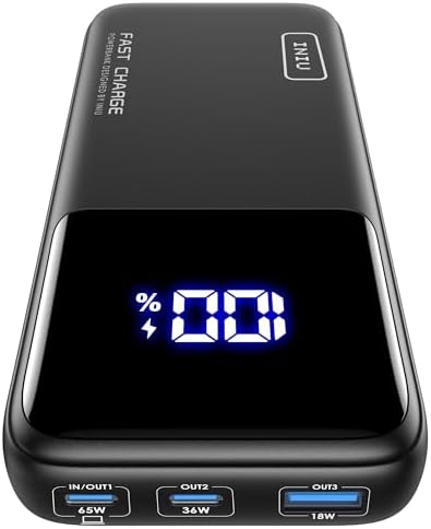 INIU Power Bank  20000mAh 65W Mini USB C Laptop & Phone Portable Charger  Fast Charging Flight Cruise Ship Family Essentials Traveling Powerbank for College Students Travelers Teen Boys Girls  Yellow