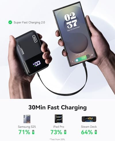 INIU Power Bank  20000mAh 65W Ultra Compact USB C Laptop Portable Charger  PD QC Fast Charging 3 Output External Battery Pack for Laptop MacBook iPad Tablet Steam Deck iPhone 17 16 15 Pro Samsung S24