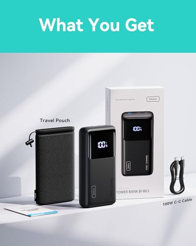 INIU Power Bank 25000mAh 100W USB C Laptop Portable Charger PD QC Fast Charging 3 Output Battery Pack Travel Charger for Laptop MacBook iPad Tablet Steam Deck iPhone 17 16 15 14 Pro Samsung S25 etc