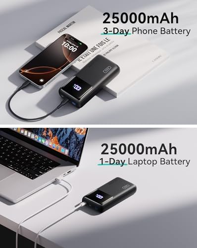 INIU Power Bank  25000mAh 100W USB C Laptop Portable Charger  PD QC Fast Charging 3 Output Battery Pack  Travel Charger for Laptop MacBook iPad Tablet Steam Deck iPhone 17 16 15 14 Pro Samsung S25 etc