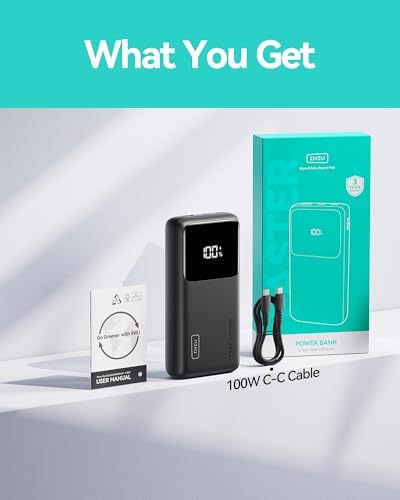 INIU Power Bank  25000mAh 100W USB C Laptop Portable Charger  PD QC Fast Charging 3 Output Battery Pack  Travel Charger for Laptop MacBook iPad Tablet Steam Deck iPhone 17 16 15 14 Pro Samsung S25 etc