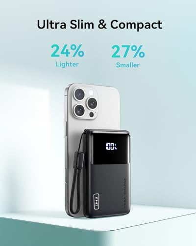 INIU Power Bank  Slimmest 10000mAh 45W PD Fast Charging Portable Charger  USB C in&Out Mini Battery Pack  Travel Essentials Phone Powerbank for iPhone 16 15 Samsung S25 S24 Google Pixel iPad etc