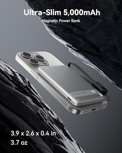 INIU Qi2 Magnetic Power Bank  Markets Slimmest 5000mAh Portable Charger with Foldable Stand for iPhone 16/15/14/13/12 Series